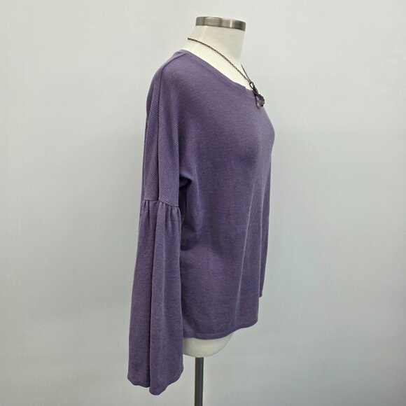 Xhilaration Purple Bell Sleeve Waffle Knit Thermal Pajama Top Shirt Size Small - Picture 2 of 14